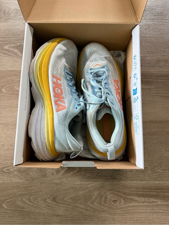 Hoka Shoes - Hoka Blue Sneakers with Yellow and Coral Accents